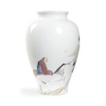 A large and rare Japanese porcelain vase Meiji period, signed by Kinkozan The thickly-potted ja...