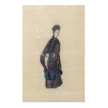 Chinese Guangdong (Canton) Export School, 19th century 'Portrait of a lady in court robe wearing...