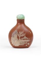 A Chinese Yixing zisha and duanni pear-shaped snuff bottle Late Qing dynasty, apocryphal Qianlon...