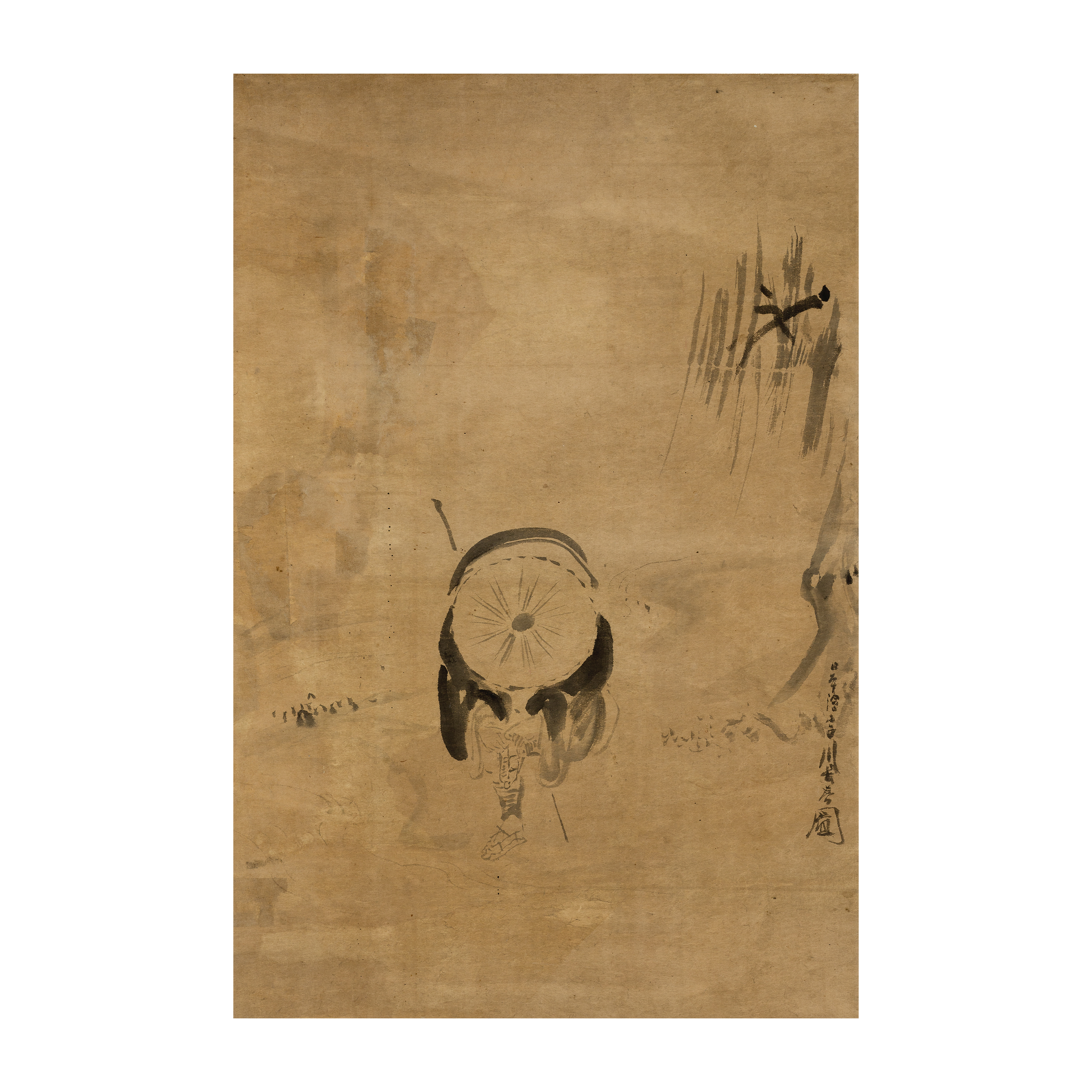 A Japanese figurative painting Meiji period Painted with ink on paper, mounted as hanging scrol...