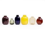 Six Chinese glass bottles Republic period/20th century Including a large yellow glass bottle, 6...