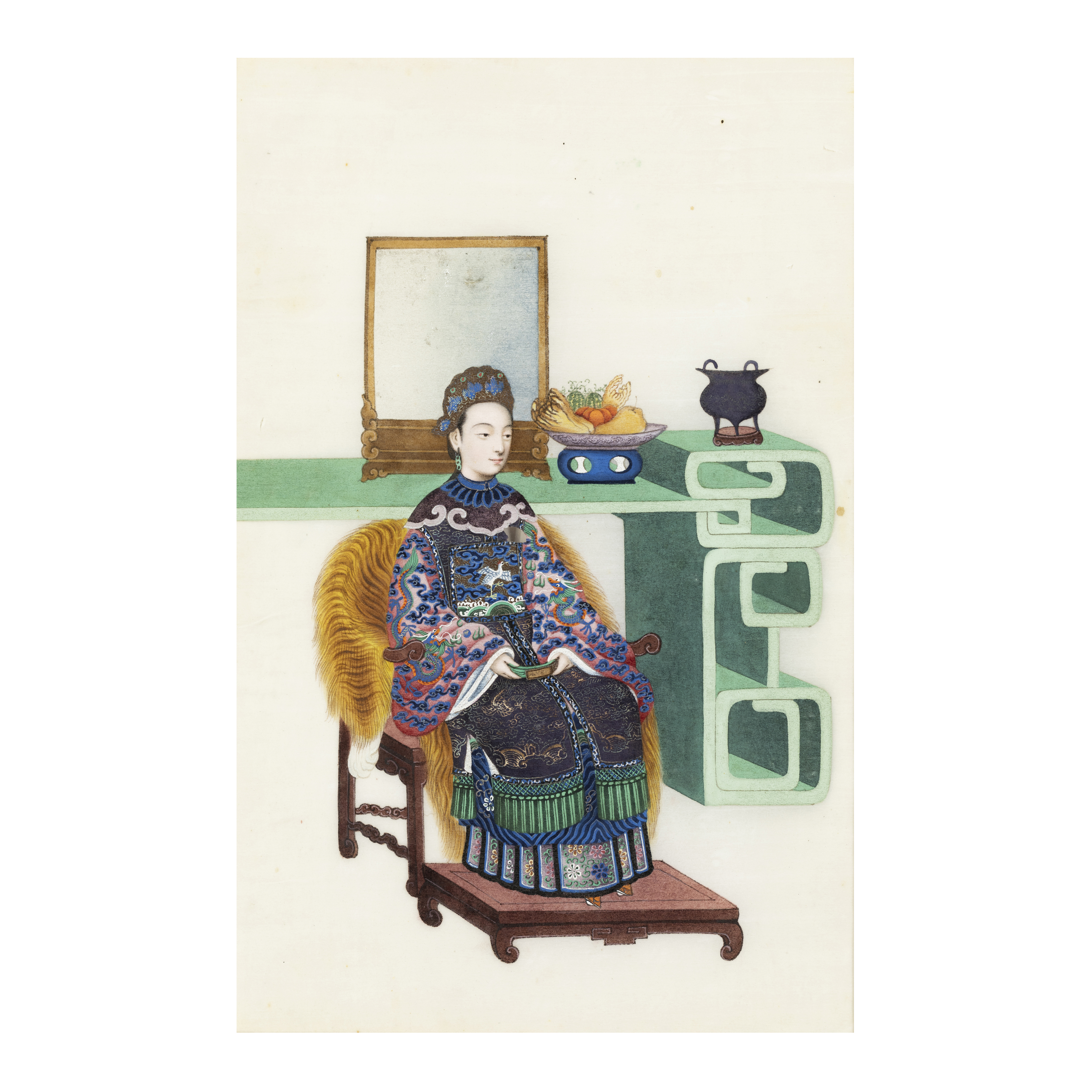 Attributed to Youqua (active 1840-1870) 'Portraits' Gouache on pith paper, 29cm x 18.5cm, mount... - Image 5 of 7