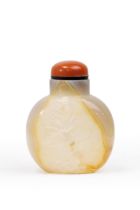 A Chinese banded agate 'floating' snuff bottle Qing dynasty, 19th century Standing on a slightl...