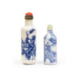 Two Chinese blue and white soft-paste snuff bottles Qing dynasty, 18th/19th century The first d...