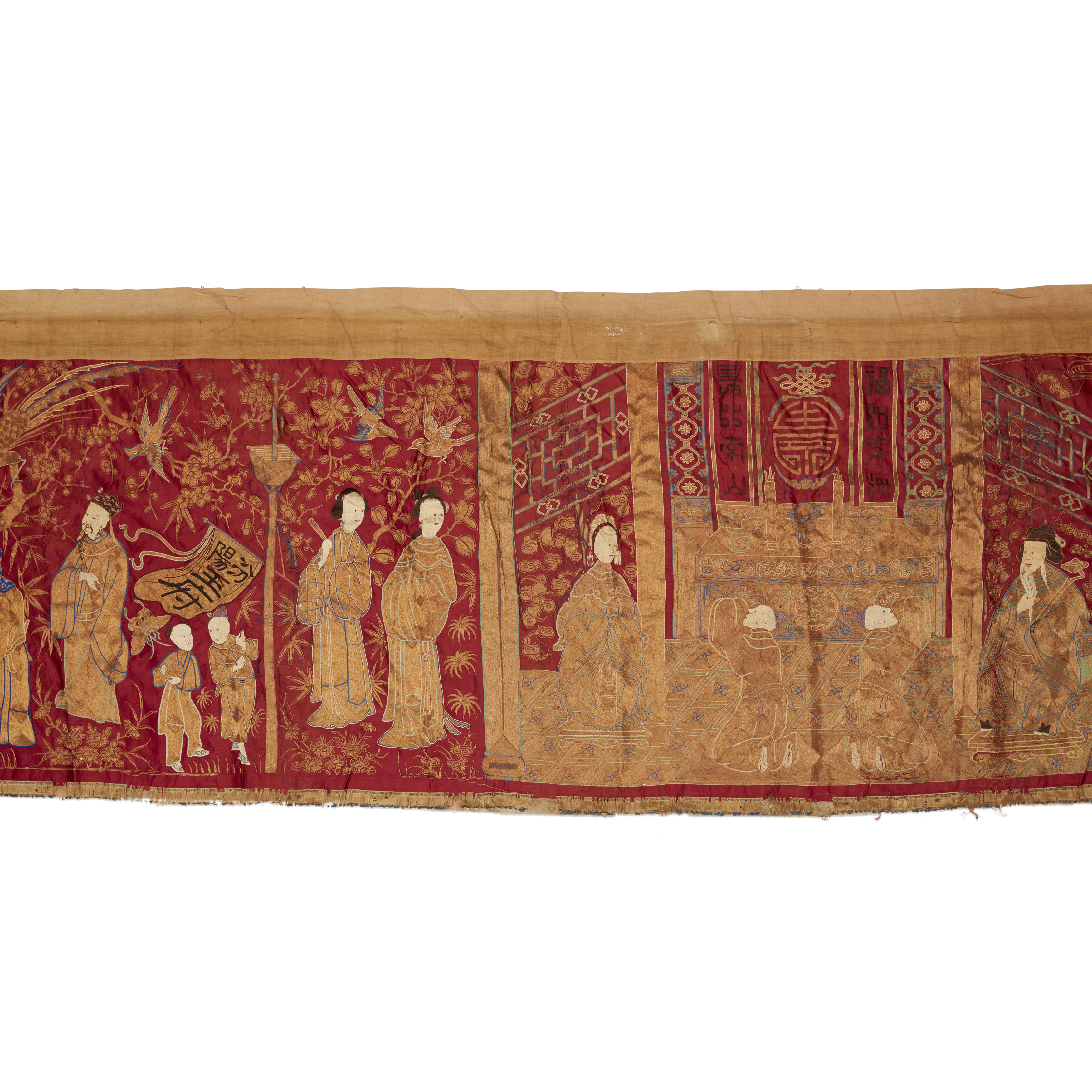 Two Chinese textiles Late Qing/ Republic period Comprising a table cloth with long tassels, emb... - Image 7 of 9