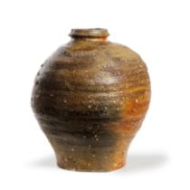 A large Japanese 'Shigaraki' storage jar Meiji/Taisho period The baluster vessel freely potted ...