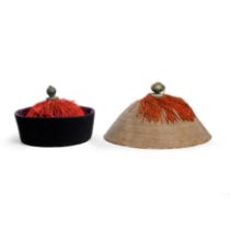 Two Chinese winter and summer hats of official Qing dynasty, 19th century Comprising a winter h...