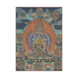 A Tibetan thangka of Mahakala Panjarnata 19th/20th century Painted with four layers of Mahakala...