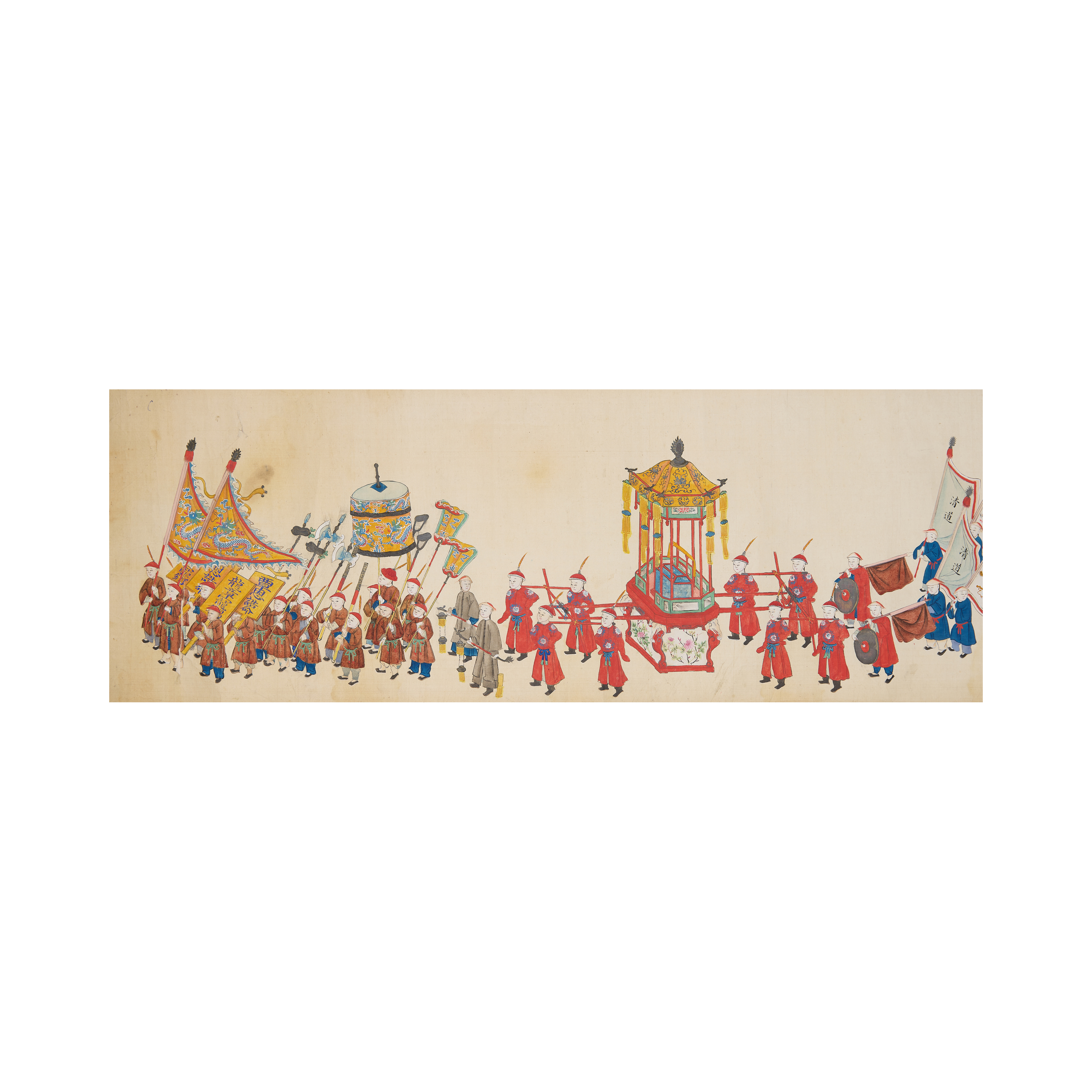 After Xue Ji (649 - 713) 'Procession' Ink and colour on silk, mounted as handscroll, 321cm x 25... - Image 2 of 8