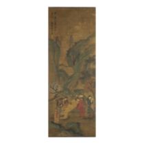 After Cao Buxing (Three Kingdoms) 'Scholars gathering' Ink and colour on silk, mounted as hangi...