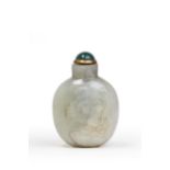A Chinese pale jade 'lingzhi' snuff bottle Qing dynasty, 19th century The oviform shape delicat...
