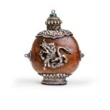 A Chinese Mongolian-style mounted pod 'dragon and Garuda' snuff bottle Qing dynasty, 1770-1900 ...