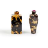Two Chinese tortoiseshell snuff bottles Late Qing dynasty-Republic period Comprising: a taperin...