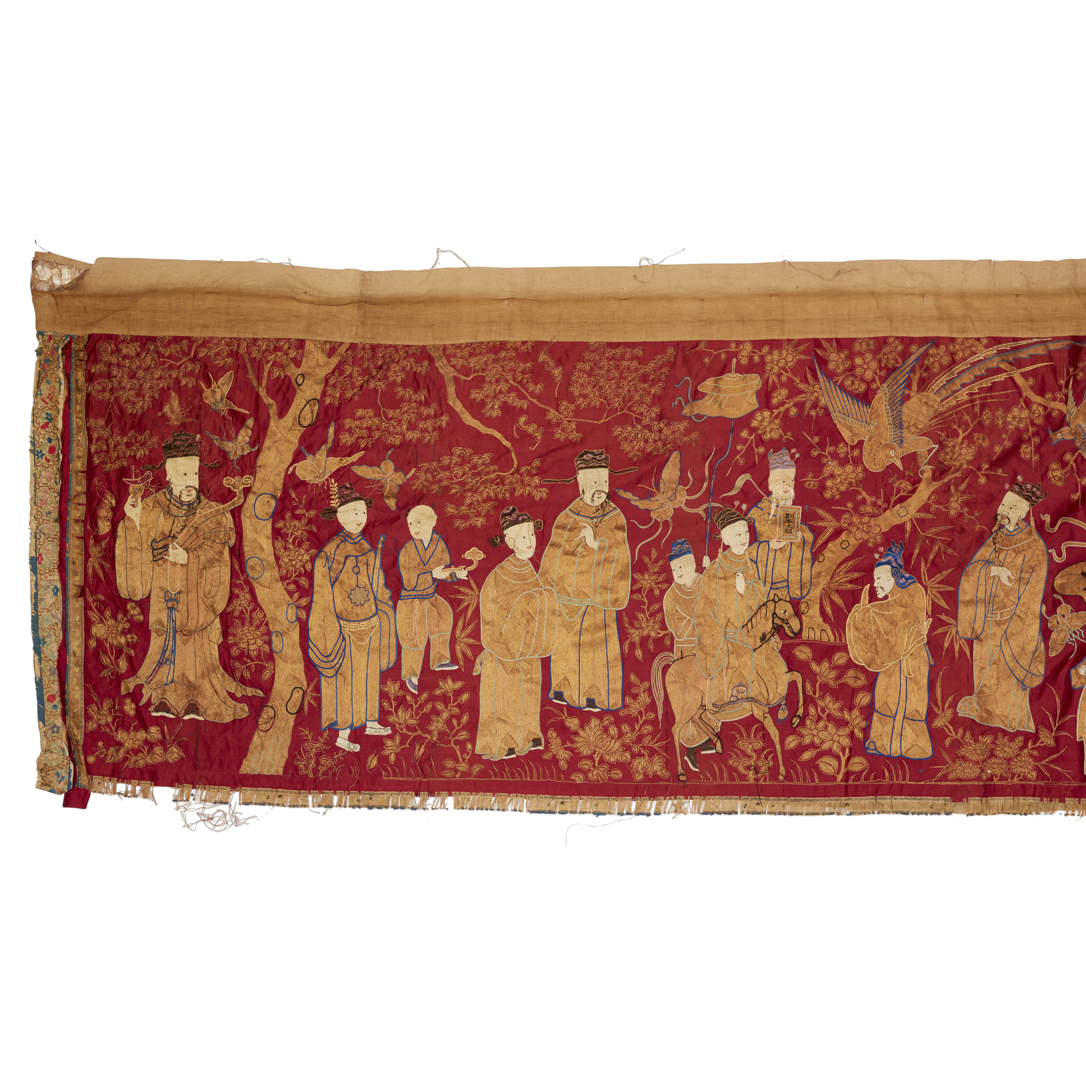 Two Chinese textiles Late Qing/ Republic period Comprising a table cloth with long tassels, emb... - Image 6 of 9