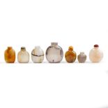 Seven Chinese agate snuff bottles Late Qing dynasty-20th century Of various sizes and shapes, w...