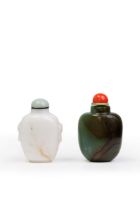 Two Chinese hardstone snuff bottles Late Qing dynasty/20th century Both with lightly incised de...