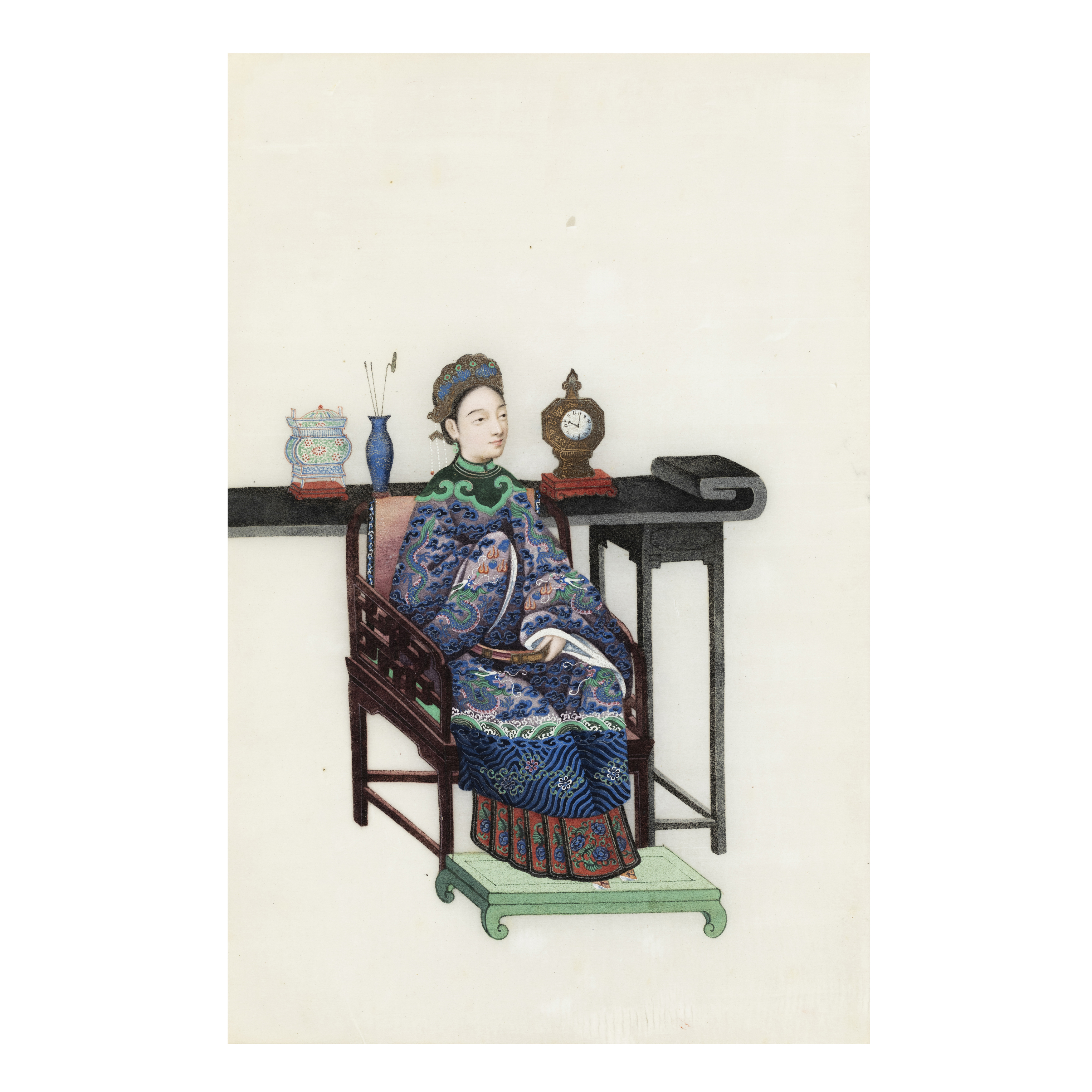 Attributed to Youqua (active 1840-1870) 'Portraits' Gouache on pith paper, 29cm x 18.5cm, mount... - Image 2 of 7