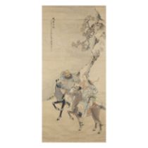 Qian Hui'an (1833 - 1911） 'Three Heroes in the style of Chen Chun' Ink and colour on paper, tit...