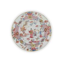 A Chinese famille rose 'scholar and phoenix' deep dish Qing dynasty, Yongzheng period Enamelled...