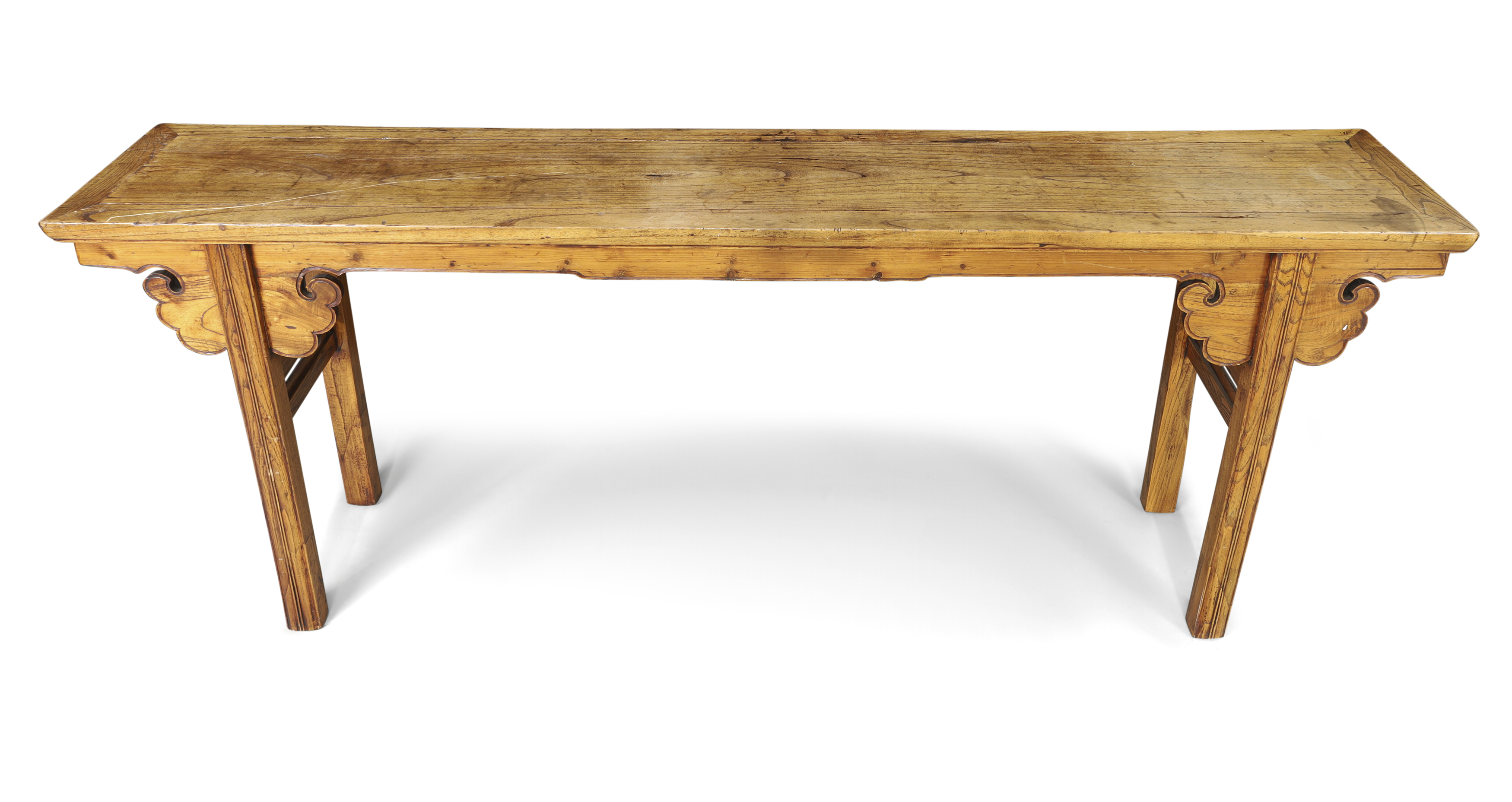 A Chinese elm altar table, 20th century With rectangular top above stepped apron and ruyi shape... - Image 2 of 2