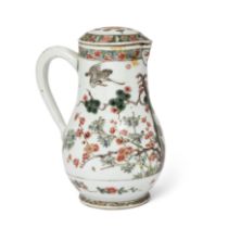 A Chinese famille verte 'three friends of winter' coffee pot and cover Qing dynasty, Kangxi peri...