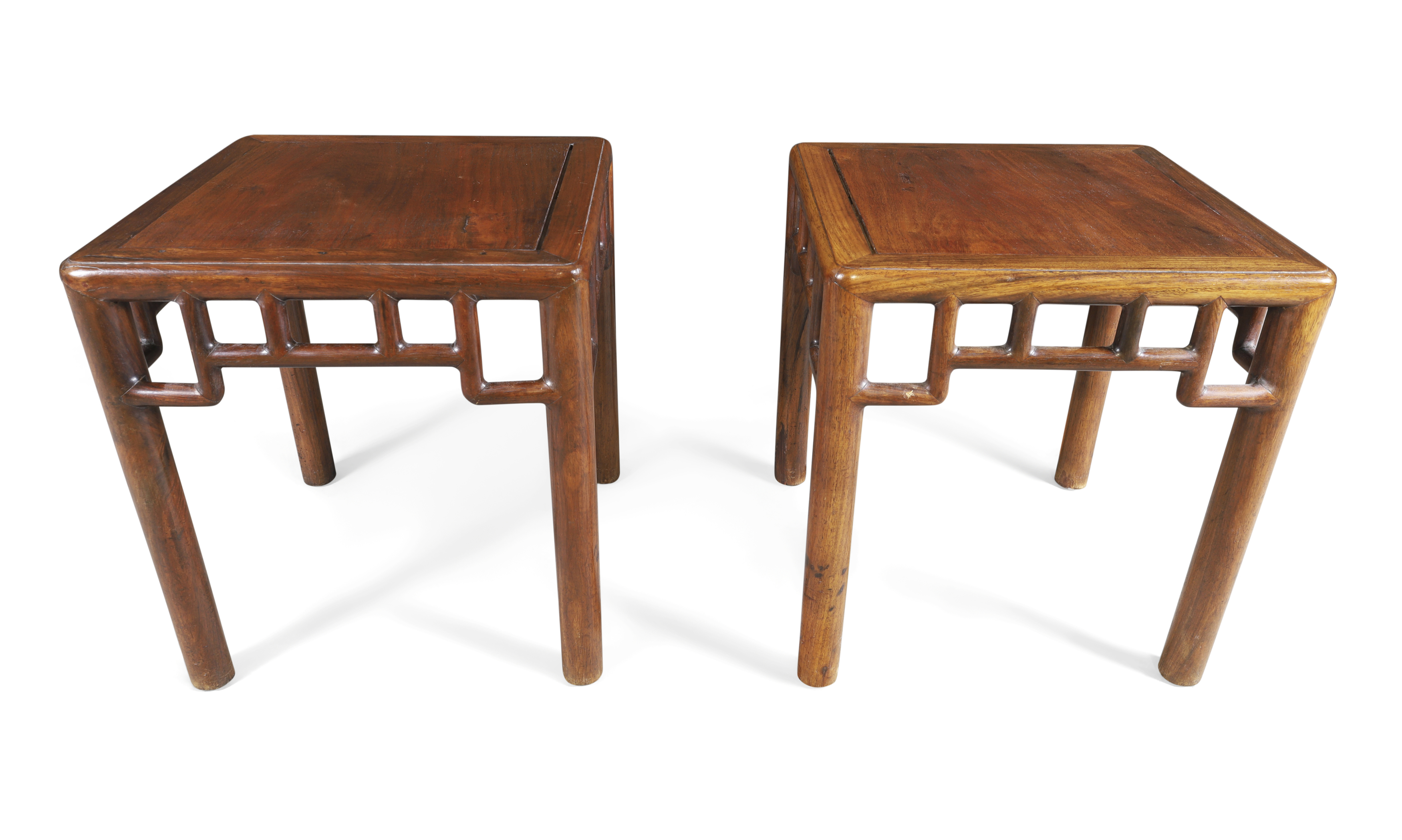 A pair of Chinese hongmu Ming style stools Qing dynasty, 19th century The square top above arch... - Image 2 of 2