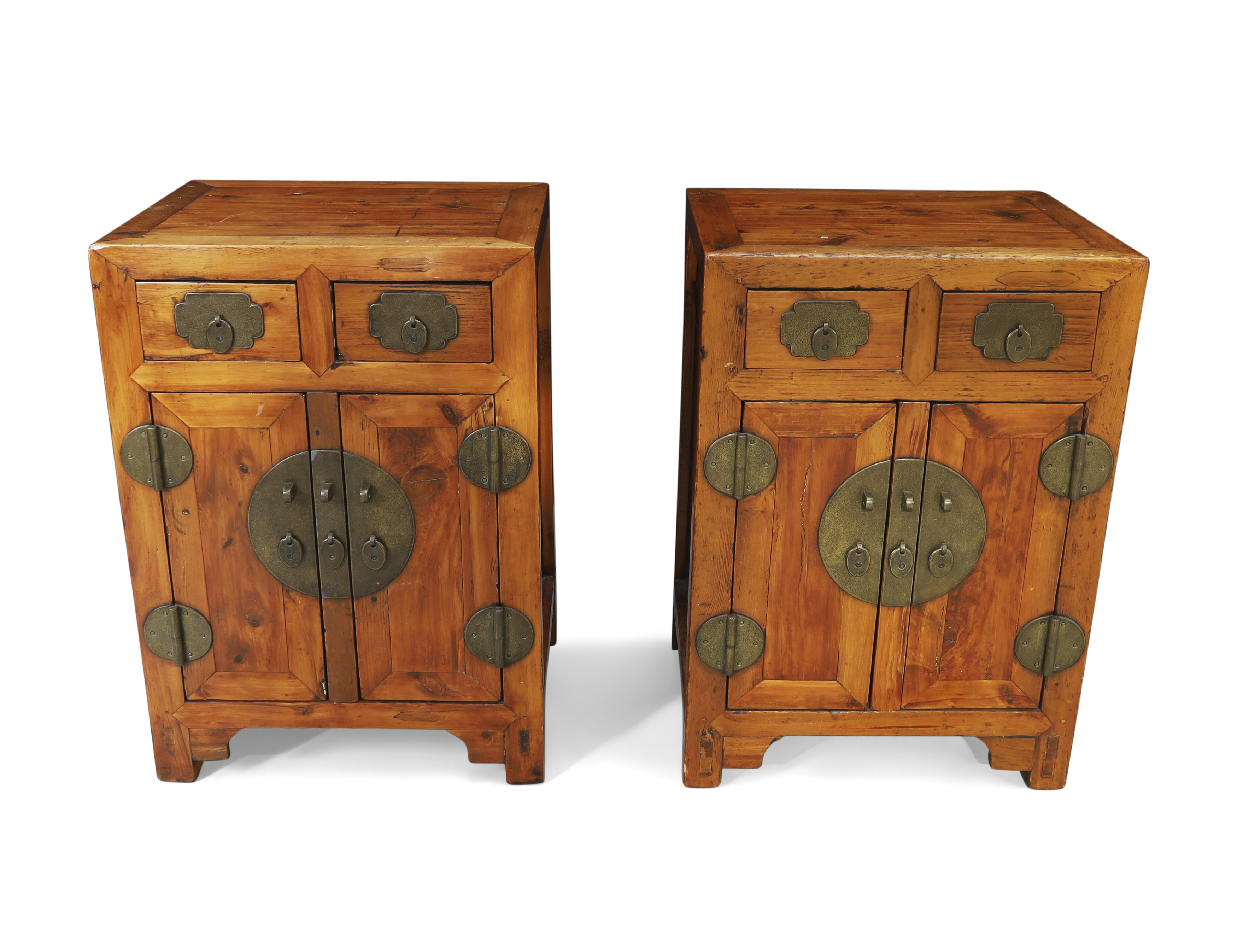 A pair of Chinese elm small cabinets 20th century Of rectangular form with two frieze drawers a... - Image 2 of 2