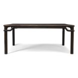 A Chinese hongmu corner leg table Republic period The rectangular top raised on substantial cyl...