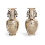 A small pair of Chinese silver vases for the domestic market Late Qing dynasty/Republic period ...