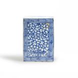 A Chinese blue and white box and cover Qing dynasty 19th century Of rectangular form, painted t...