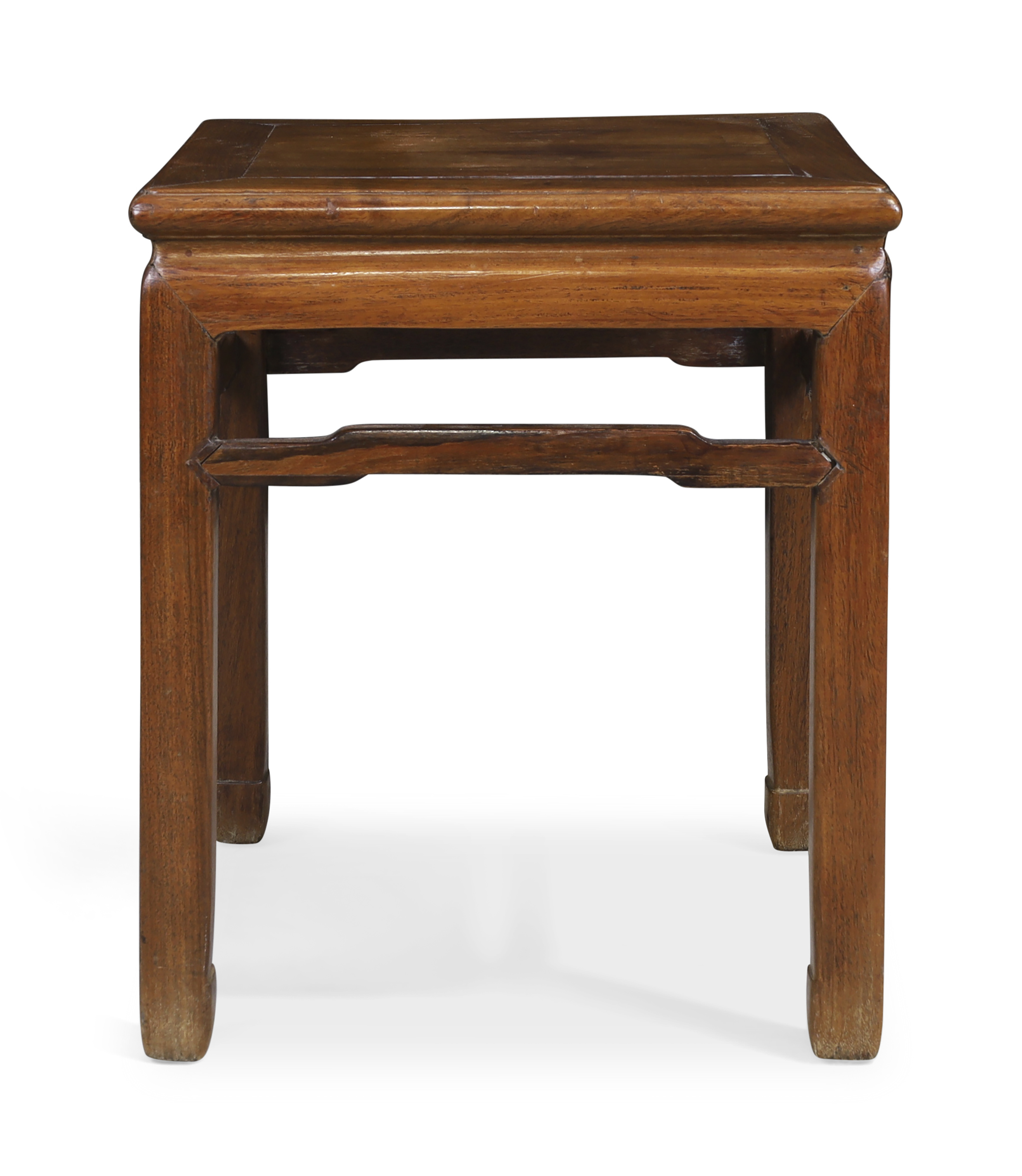 A Chinese hardwood Ming style stool, Qing dynasty, 19th century The square top above open stepp...