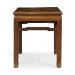 A Chinese hardwood Ming style stool, Qing dynasty, 19th century The square top above open stepp...