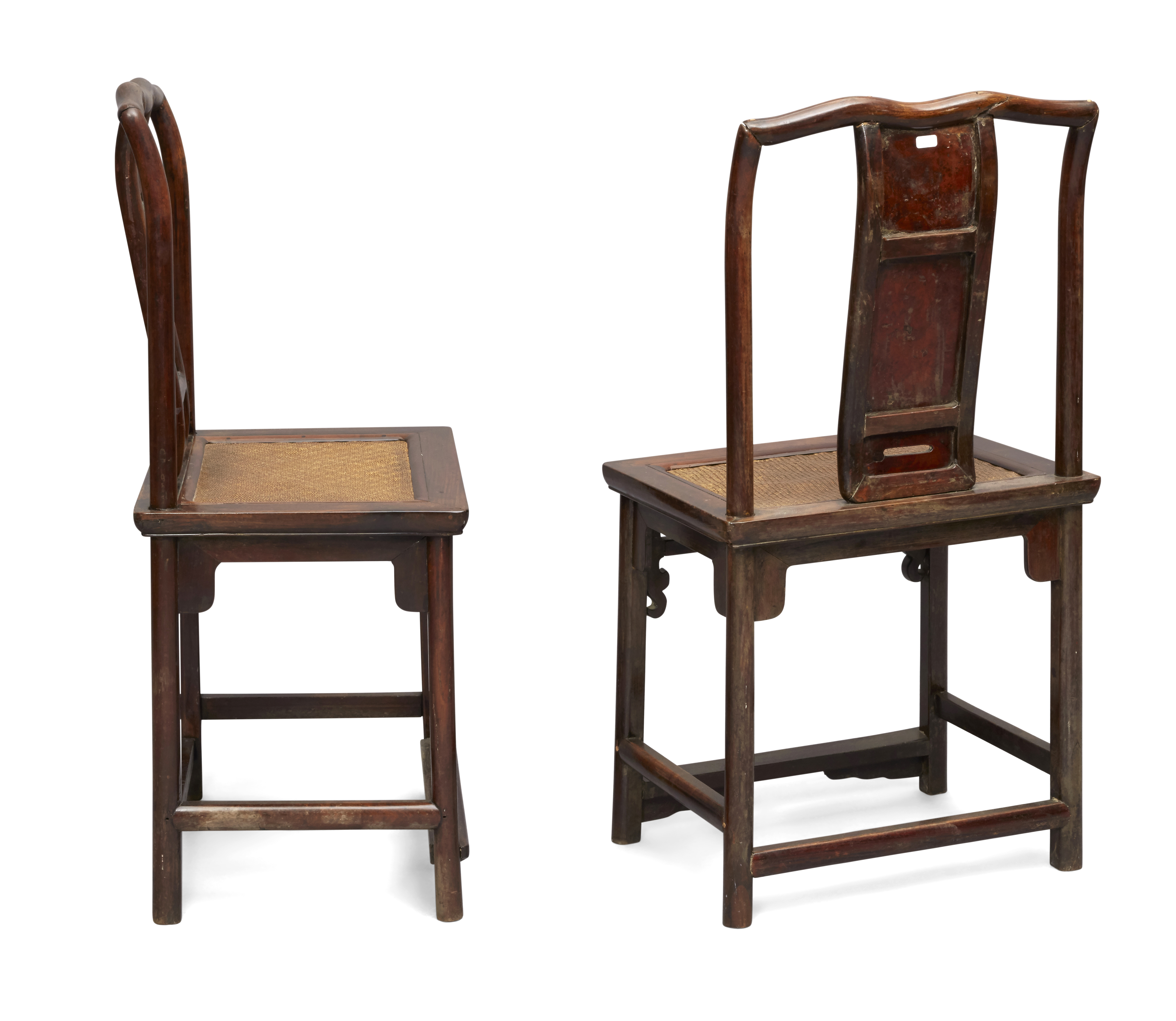 A pair of Chinese hongmu chairs 18th / early 19th century The shaped top rails above serpentine... - Image 2 of 2