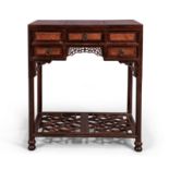 A Chinese jichimu and burrwood dressing table Republic period The rectangular top with central ...