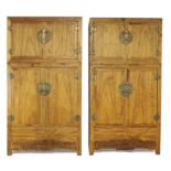 A pair of very large Chinese yumu (northern elm) compound cabinets, dasijiangui, Republic period...