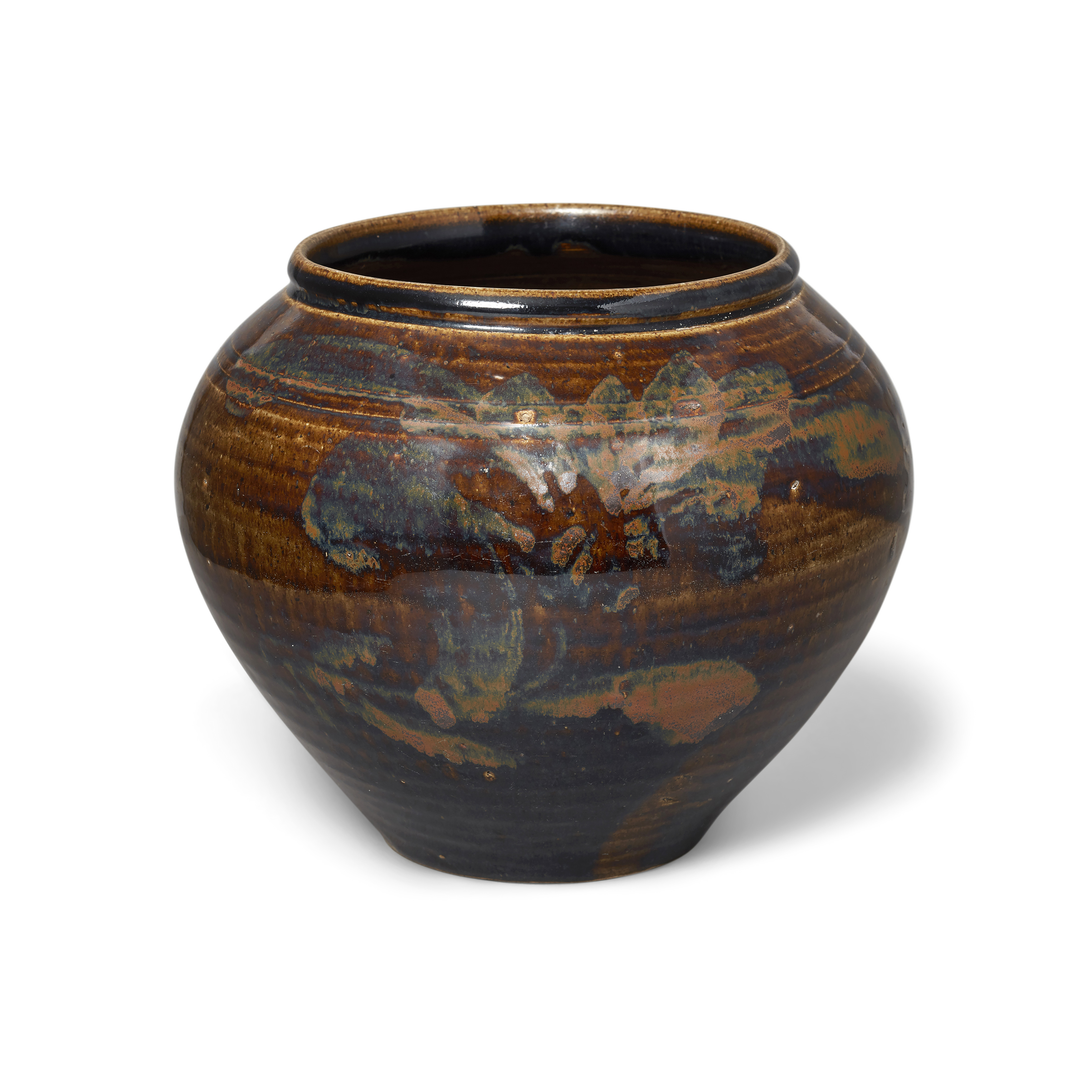 A Chinese Henan russet-painted black-glazed jar Song dynasty The wide mouthed, tapering vessel,...