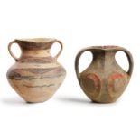 Two small Chinese painted pottery jars Neolithic period - Han dynasty The first, a baluster sha...