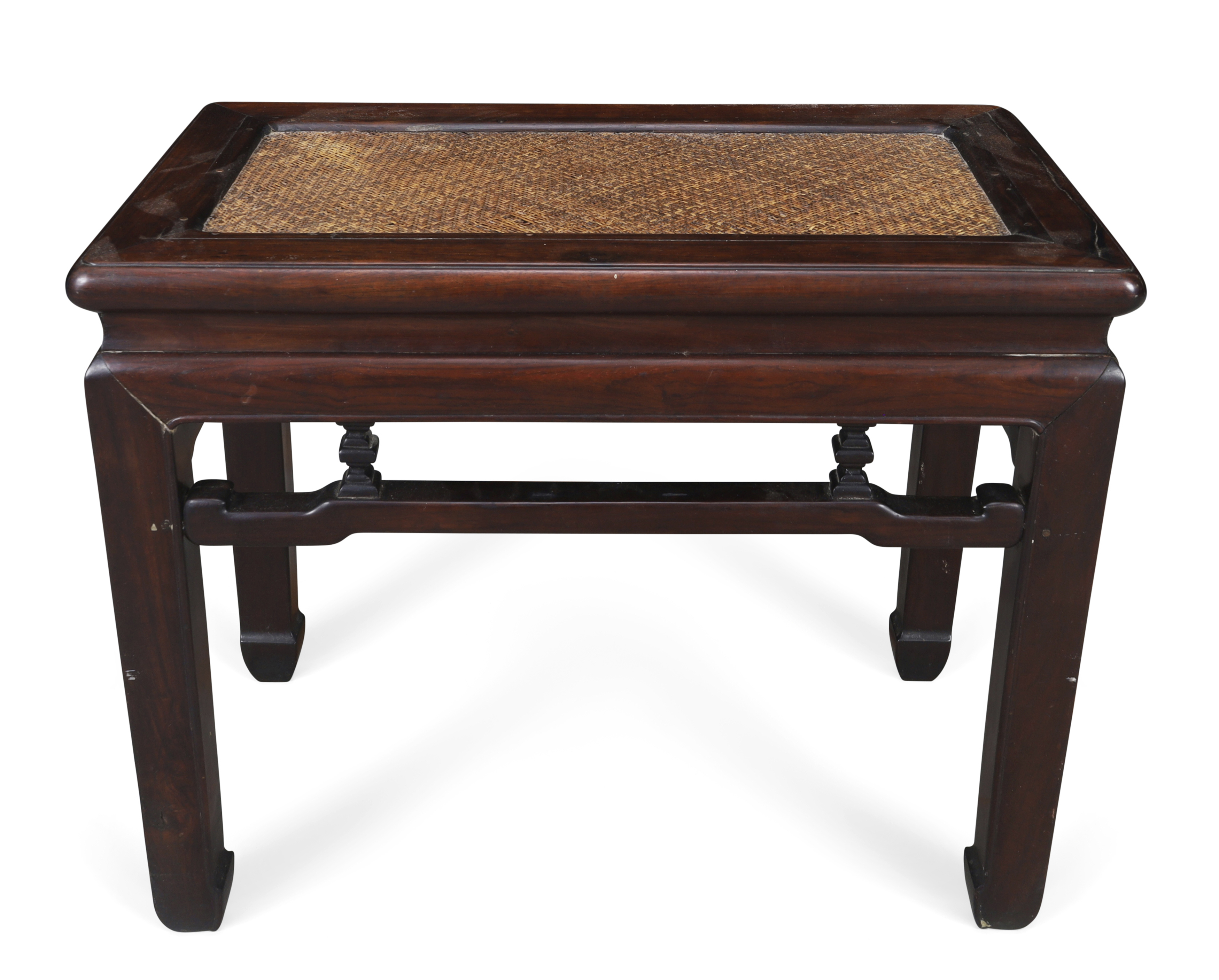 A Chinese hongmu bench, Qing dynasty, 19th century The rectangular top with soft caned seat abo... - Image 2 of 2