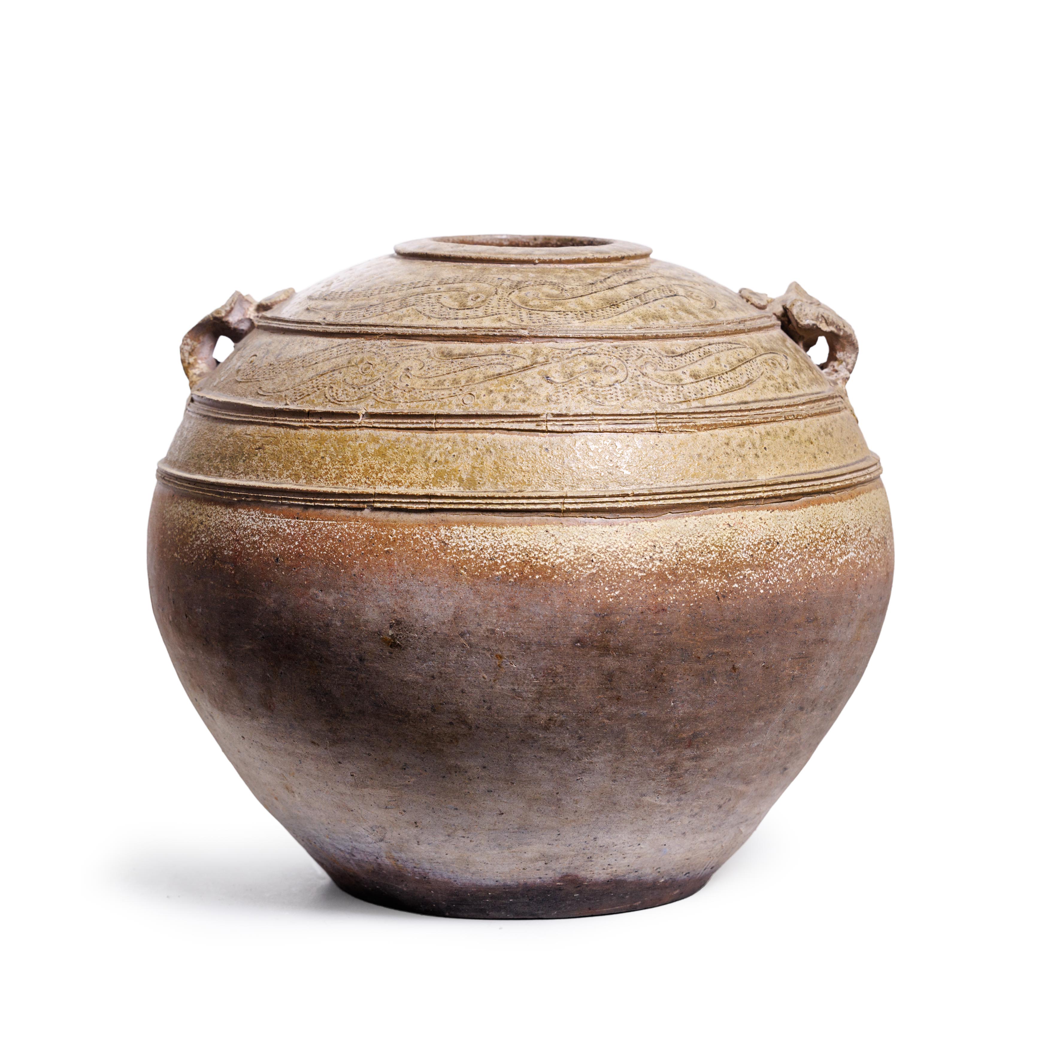 A large Chinese yueyao globular jar Han dynasty/Three Kingdoms The large globular body with thr...