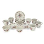 A  collection of Chinese famille rose export small bowls, cups and saucers from an associated set...