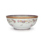 AMENDMENT THE CATALOGUING SHOULD READ AS FOLLOW: A Chinese export famille rose punch bowl and fo...