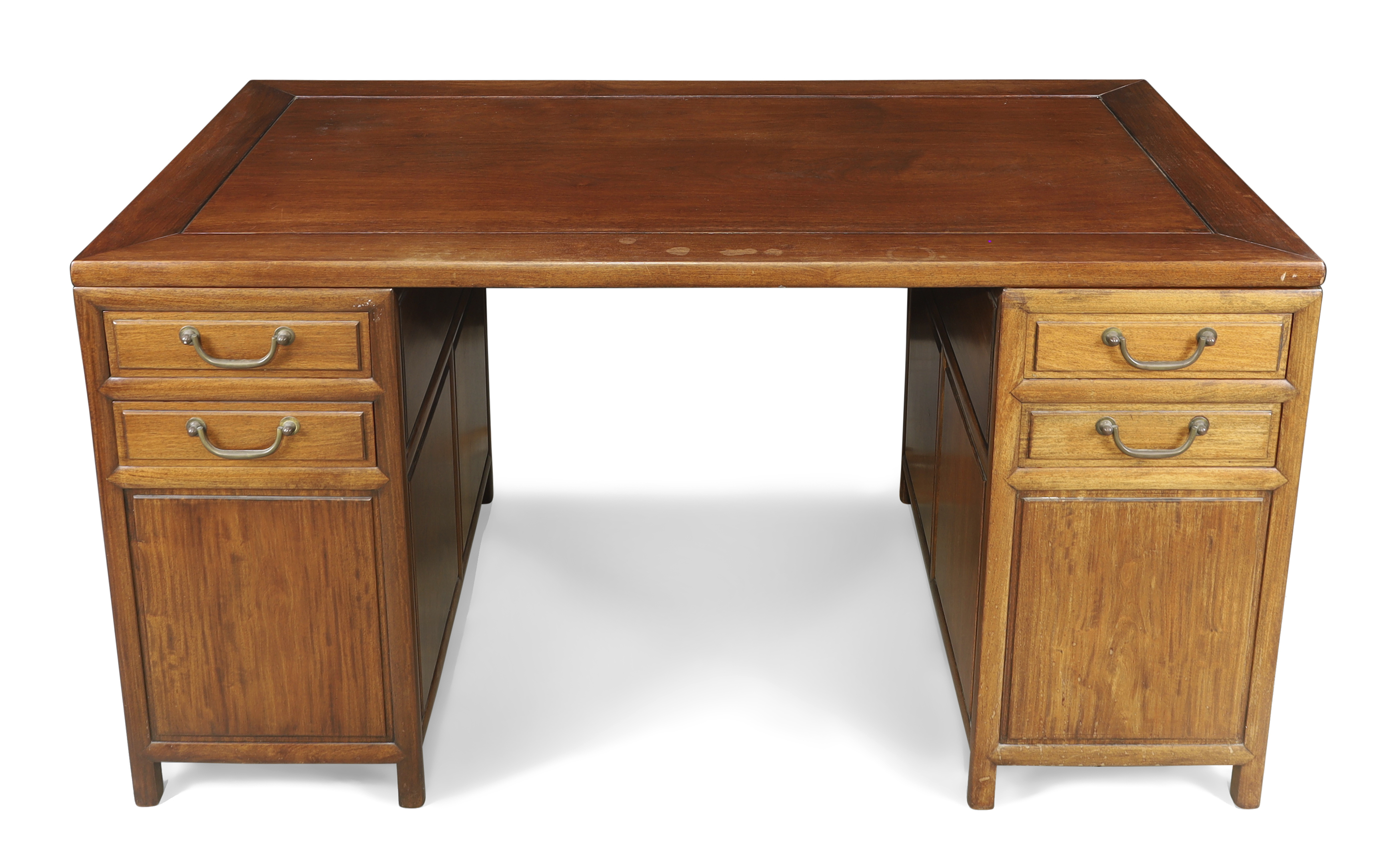 A Chinese rosewood partner's desk Mid-20th century The rectangular top with 'floating' central ... - Image 2 of 2