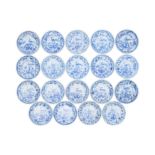 Nineteen Chinese blue and white 'peacock' saucer dishes excavated from the Ca Mau shipwreck Qing...