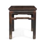 A Chinese hongmu Ming style stool, Qing dynasty, 19th century The square top above open stepped...