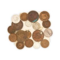 A group of twenty-two Chinese and Japanese coins 19th - 20th century Comprising: Silver coins (...