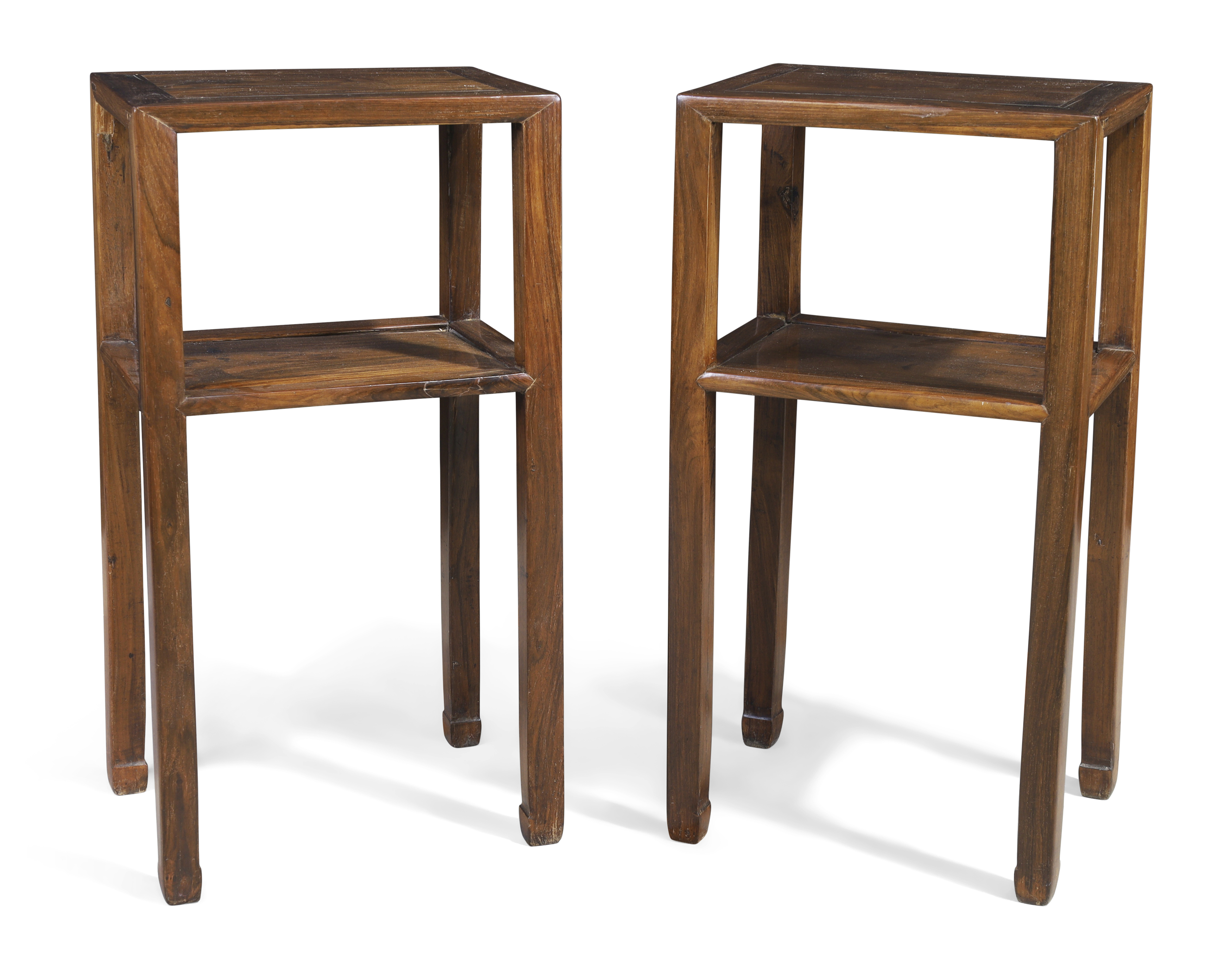 A pair of Chinese hongmu rectangular side tables, Qing dynasty, 19th century Of plain construct...