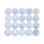 Twenty Chinese blue and white 'rocks on a terrace' saucers excavated from the Ca Mau shipwreck C...
