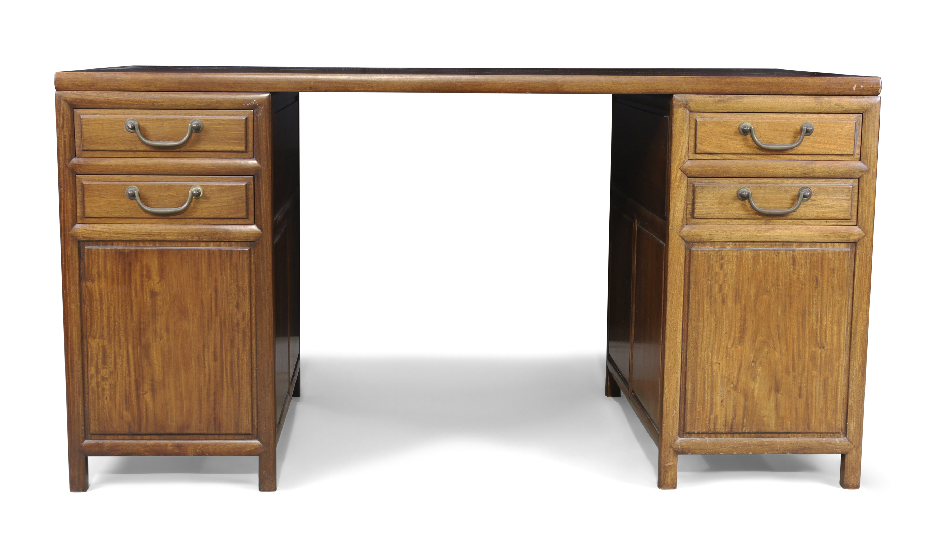 A Chinese rosewood partner's desk Mid-20th century The rectangular top with 'floating' central ...