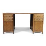 A Chinese rosewood partner's desk Mid-20th century The rectangular top with 'floating' central ...