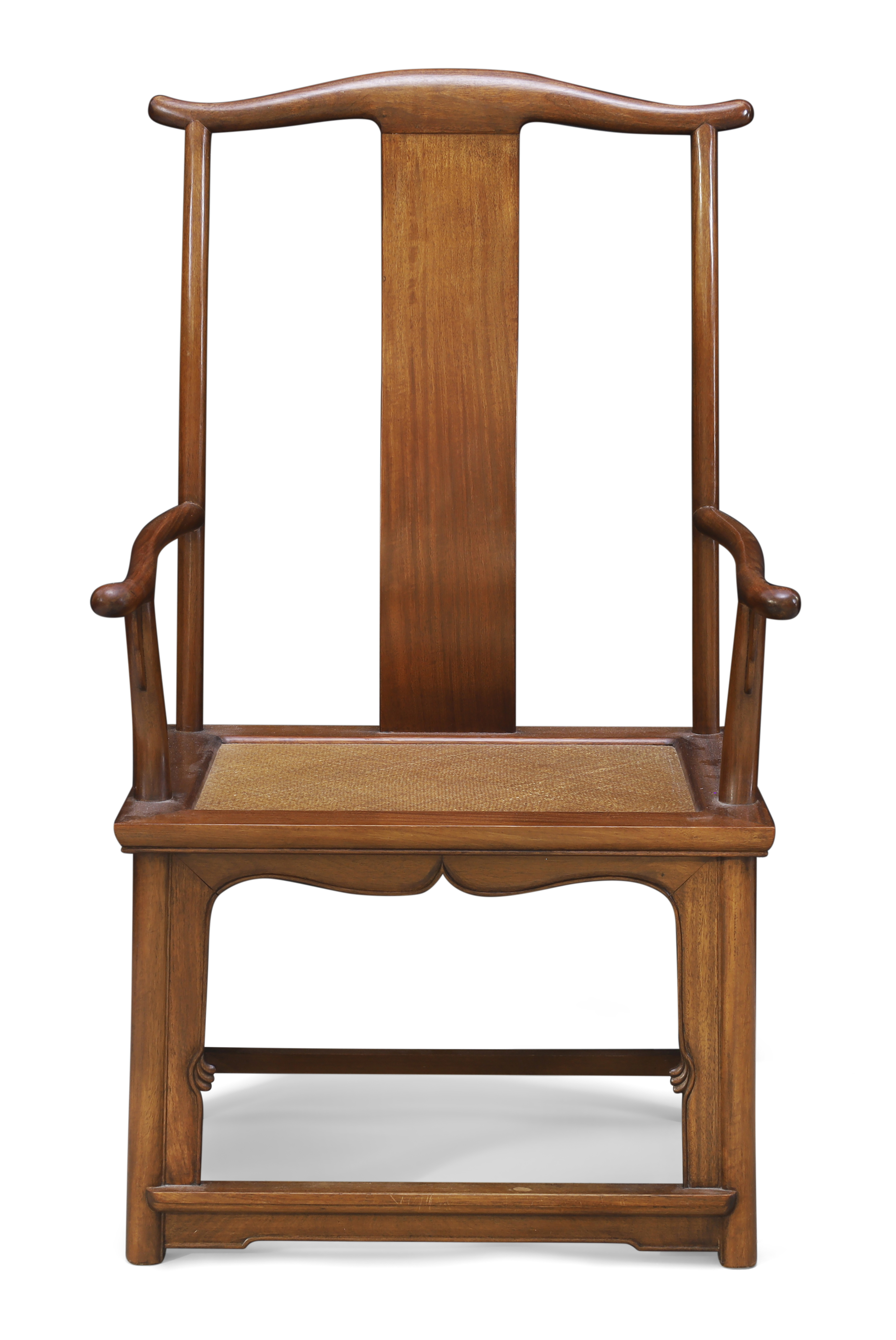 A Chinese rosewood yoke back armchair 20th century With yoke for crest rail with sightly upturn...